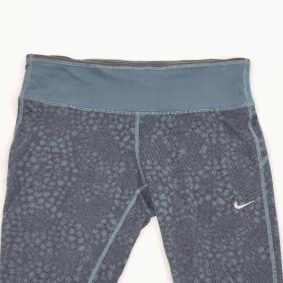 Nike 'Epic Run' Womens Medium Print Crop Athletic Leggings Black Gray Blue - Picture 2 of 12